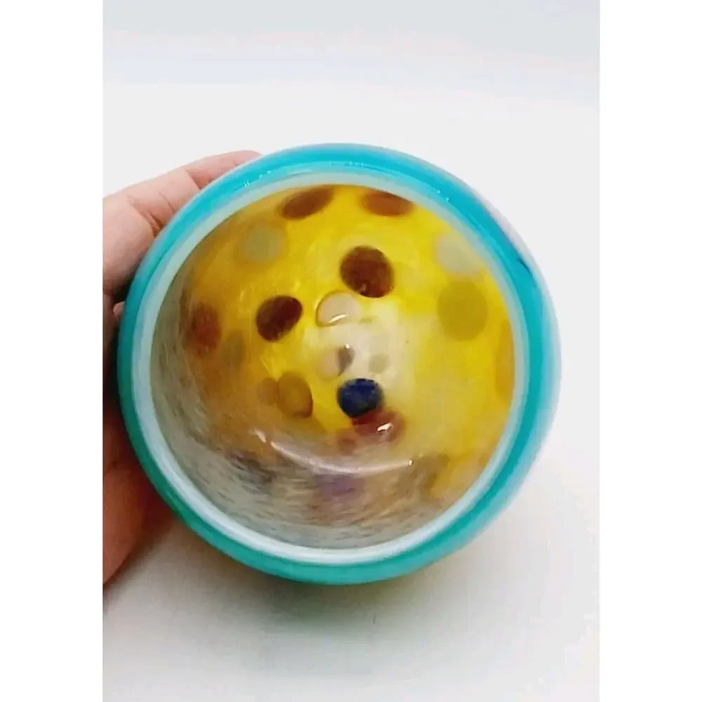 Tutti Frutti Glass Bowl Multicolor Cased Candle Holder Short Vase
